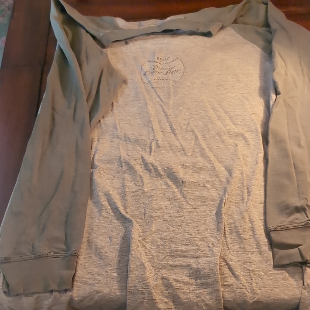 Gray and Green Long Sleeve Hoodie